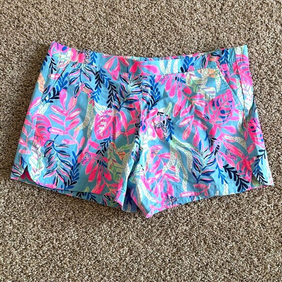 Lilly Pulitzer Women's Sz XL Blue & Pink Floral Print Ocean View SHORT - Picture 10 of 10